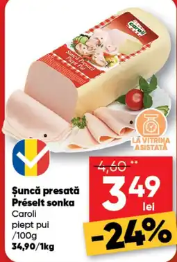 PROFI Şuncă presată Préselt sonka Caroli piept pui Ofertă