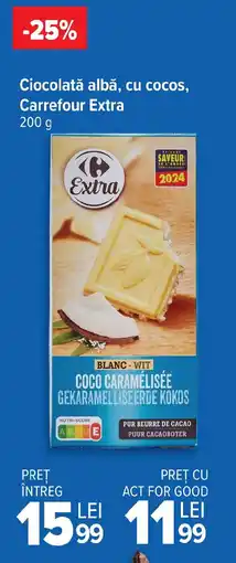 Carrefour Market Ciocolată albă, cu cocos, Carrefour Extra Ofertă