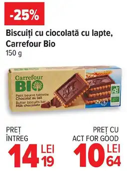 Carrefour Market Biscuiți cu ciocolată cu lapte, Carrefour Bio Ofertă