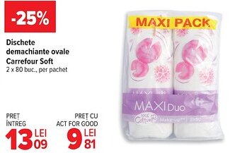 Carrefour Market Dischete demachiante ovale Carrefour Soft Ofertă