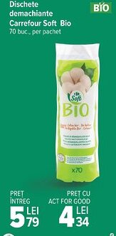 Carrefour Market Dischete demachiante Carrefour Soft Bio Ofertă