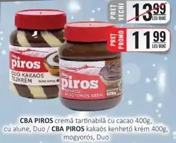 CBA CBA PIROS cremă tartinabilă cu cacao, cu alune, Duo Ofertă
