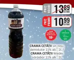 CBA CRAMA CETĂȚII vin roşu, demidulce 11% alc. Ofertă