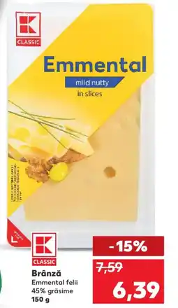 Kaufland Brânză Emmental felii 45% grăsime Ofertă