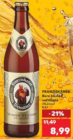 Kaufland FRANZISKANER Bere blonda nefiltigtǎ 5% alcool Ofertă