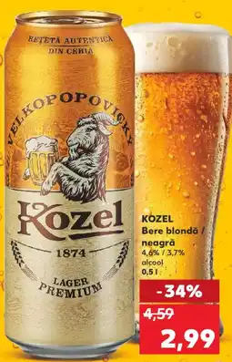 Kaufland KOZEL Bere blondă / neagră 4,6% / 3,7% alcool Ofertă