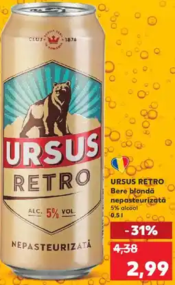 Kaufland URSUS RETRO Bere blondă nepasteurizată 5% alcool Ofertă
