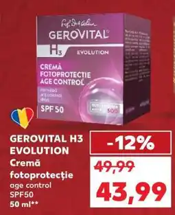 Kaufland GEROVITAL H3 EVOLUTION Cremă fotoprotectie age control SPF50 50 ml Ofertă