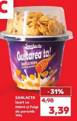 Kaufland SANLACTA Iaurt cu miere și fulgi de porumb 168g Ofertă