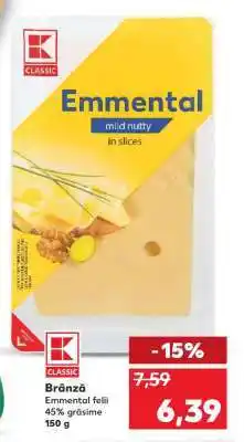 Kaufland Brânză Emmental felii Ofertă