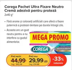 Dr.Max Corega Pachet Ultra Fixare Neutro Cremă adezivă pentru protezăǎ Ofertă