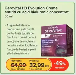 Dr.Max Gerovital H3 Evolution Cremă antirid cu acid hialuronic concentrat Ofertă