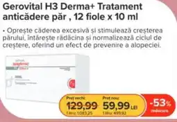 Dr.Max Gerovital H3 Derma+ Tratament anticădere păr, 12 fiole x 10 ml Ofertă