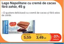 Dr.Max Lago Napolitane cu cremă de cacao fără zahăr Ofertă