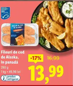 Lidl Fileuri de cod de Alaska, în panadǎ Ofertă