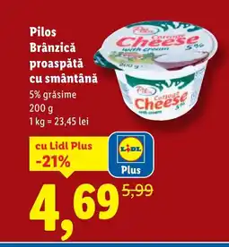 Lidl Pilos Brânzică proaspătă cu smântână Ofertă