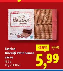 Lidl Tastino Biscuiţi Petit Beurre cacao Ofertă