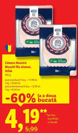 Lidl Cămara Noastră Muşchi file afumat, feliat Ofertă