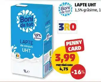 Penny Boni de tot Lapte UHT Ofertă