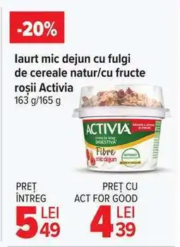 Carrefour Iaurt mic dejun cu fulgi de cereale natur/cu fructe roșii Activia Ofertă