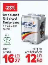 Carrefour Bere blondă fără alcool Timișoreana Ofertă