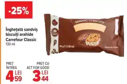 Carrefour Înghețată sandviș biscuiți arahide Carrefour Classic 130 ml Ofertă