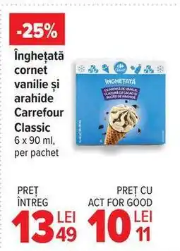 Carrefour Înghețată cornet vanilie și arahide Carrefour Classic Ofertă