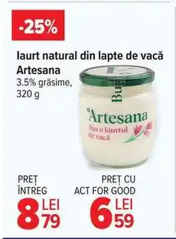 Carrefour Iaurt natural din lapte de vacă, Artesana Ofertă