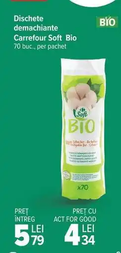 Carrefour Dischete demachiante Carrefour Soft Bio Ofertă