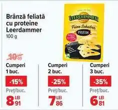 Carrefour Brânză feliată cu proteine Leerdammer 100 g Ofertă
