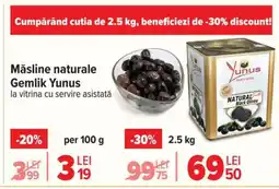 Carrefour Măsline naturale Gemlik Yunus Ofertă