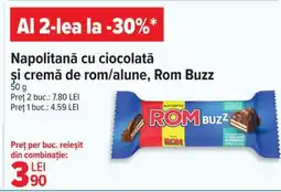Carrefour Napolitană cu ciocolată și cremă de rom/alune, Rom Buzz Ofertă