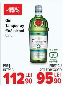Carrefour Gin Tanqueray fără alcool 0.7 L Ofertă