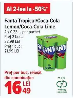 Carrefour Fanta Tropical/Coca-Cola Lemon/Coca-Cola Lime Ofertă