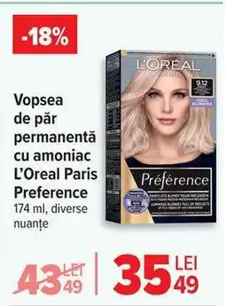 Carrefour Vopsea de păr permanentă cu amoniac L'Oreal Paris Preference Ofertă