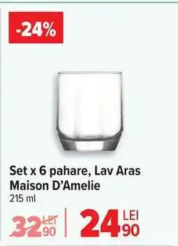 Carrefour Set x 6 pahare, Lav Aras Maison D’Amelie Ofertă