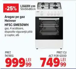 Carrefour Aragaz pe gaz Heinner HFSC-SME50WH Ofertă