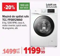 Carrefour Mașină de spălat rufe TCL FF0812WA0 Ofertă