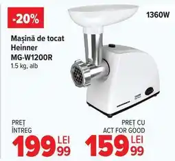 Carrefour Mașină de tocat Heinner MG-W1200R Ofertă