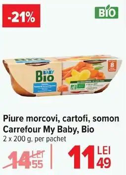Carrefour Piure morcovi, cartofi, somon Carrefour My Baby, Bio Ofertă