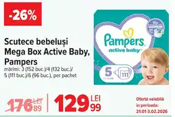 Carrefour Scutece bebeluși Mega Box Active Baby, Pampers Ofertă