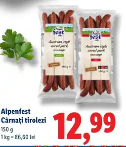 Lidl Alpenfest Cârnaţi tirolezi Ofertă