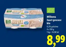 Lidl Milbona Iaurt grecesc bio Ofertă