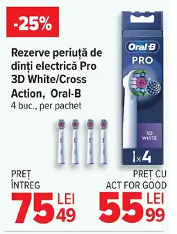 Carrefour Rezerve periuță de dinti electrică Pro 3D White/Cross Action, Oral-B Ofertă