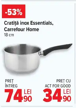 Carrefour Cratiţă inox Essentials, Carrefour Home Ofertă