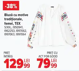 Carrefour Bluză cu motive tradiţionale, femei, TEX Ofertă