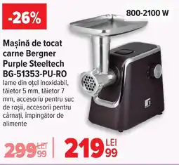 Carrefour Maşină de tocat carne Bergner Purple Steeltech BG-51353-PU-RO Ofertă
