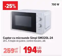 Carrefour Cuptor cu microunde Simpl SM020L-24 Ofertă
