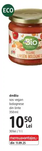 DM DmBio sos vegan bolognese din linte Ofertă
