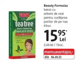 DM Beauty Formulas benzi cu arbore de ceai pentru curățarea porilor de pe nas Ofertă